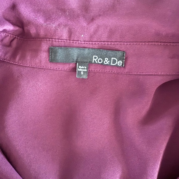 Ro & De Women’s Burgundy Wine Long Sleeve Button Down Shirt Blouse Size S - Picture 7 of 8